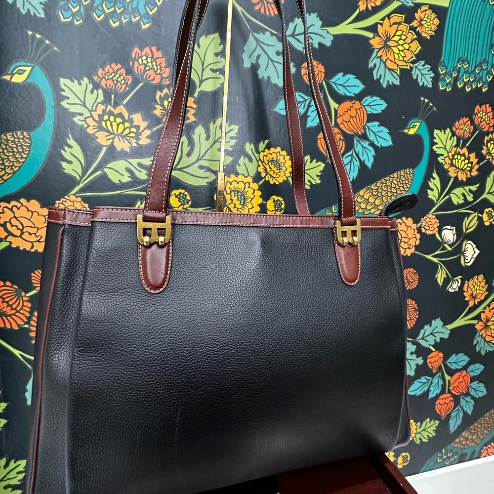 Sold live! Vintage Bally Black Pebbled Leather Large Zippered Tote with Dust Bag - Picture 7 of 15